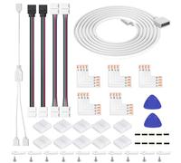 Kit de conectores de tira LED - 4 pines 8 mm 3528 2835 RGB Rope Light Extensión, Gapless Solderless, forma L, cable divisor en forma de Y, conector puente