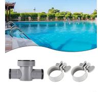 Kit de conectores en T para piscina COLEMAN/INTEX P61408-adaptador de manguera de 1.25 a 1.5 pulgadas con junta tórica a prueba de fugas y abrazaderas (juego de repuesto de PVC gris de 3 piezas)