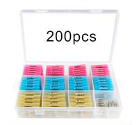 Kit de conectores termorretráctiles impermeables para cableado de barcos y camiones, núcleo de cobre, retardante de llama y codificado por colores para una fácil selección (200 piezas)