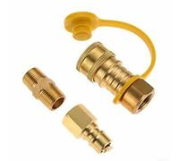 Kit de conexión rápida de propano de latón macizo de 3/8 pulgadas para parrillas de gas natural de baja presión, remolques de viaje y aplicaciones de RV (A)