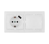 Kit de marco de 2 elementos con conmutador de 10AX 250V + enchufe schuko con USB de 154x81x10mm Solera KIT-ERP-ROOM