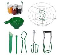 Kit de conservas - Elevador de tarros de conservas de acero inoxidable con abrazadera antiquemaduras, juego de suministros para el hogar con embudo, tapa, estante para vapor, herramientas