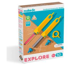 Kit de Construcción Creativa Makedo Explore - 50 Piezas para Crear con Cartón