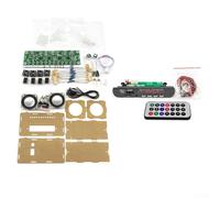 Kit de construcción de altavoces 5.0 con radio FM, USB/SD, indicador de sonido LED, 2 x 3 W, sonido estéreo, carcasa acrílica negra (transparente)
