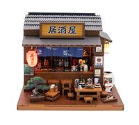Kit de construcción de casa en miniatura japonesa Izakaya, casa de muñecas de madera con iluminación LED y caja de música, kit de construcción 3D para bricolaje, regalo para aficionados a las