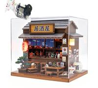 Kit de construcción de casa en miniatura japonesa Izakaya, casa de muñecas de madera con iluminación LED y caja de música, kit de construcción 3D para bricolaje, regalo para aficionados a las