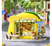 Kit de construcción de casa en Miniatura, pequeños Kits de construcción de casa de muñecas de Madera, Kit de Manualidades con Interruptor magnético y casita en Miniatura Lemon