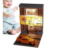 Kit de construcción de casa en miniatura, restaurante de esquina japonés, hecho a mano, 1: 64, control de iluminación en miniatura con cable de datos, así como fácil colocación con juguetes, kit de