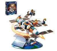 Kit de construcción de estación espacial con energía solar, 326 piezas compatibles con juegos espaciales Lego, juegos de construcción giratorios de 360° para adultos y adolescentes, regalos de