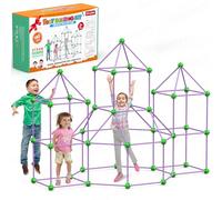 Kit de Construcción Fuertes, DIY Puzzle Casa de Juguete, 140Pcs Juguetes Educativos, Bricolaje Construcción Castillos Túneles, Jugar Tienda Campaña Regalo Niños/Niñas 5-12Años(Excluyendo Tela)