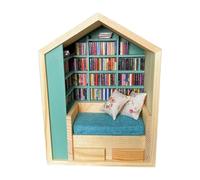Kit de construcción para casa de muñecas en miniatura, libro Nook, decoración de biblioteca de casa pequeña, juegos de sujetalibros creativos para niños, inserto para estantería, esquina única del