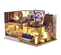 Kit de construcción para casa de muñecas en miniatura, muebles hechos a mano para casa de muñecas loft, iluminación LED y accesorios, regalo creativo (estilo chino)