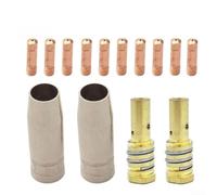 Kit de consumibles de antorcha de soldadura MIG-14AK de 14 piezas - Boquillas de gas, soportes de boquillas y puntas de electrodo (0,6-1,2 mm) para 14AK MAG/para antorchas TIG MIG (1,0 mm)
