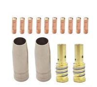 Kit de consumibles de antorcha de soldadura MIG-14AK de 14 piezas - Boquillas de gas, soportes de boquillas y puntas de electrodo (0,6-1,2 mm) para 14AK MAG/para antorchas TIG MIG (0,8 mm)