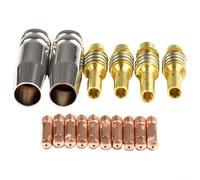 Kit de consumibles de punta de soldadura MIG de 16 piezas para soplete MB15/15AK con puntas de 0,6/0,8/0,9/1,0/1,2 mm, boquillas y soporte, compatible con Rilon, Ril (0,9 mm)
