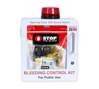 Kit de control de sangrado de trauma Stop The Bleed + gabinete de emergencia de montaje en pared - Estación completa de control de hemorragias de acceso público para escuelas, lugares de trabajo y