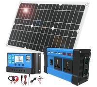 Kit de controlador de carga solar PWM de 30 A con inversor de 500 W y panel solar monocristalino de 18 W for RV, automóvil y energía marina.
