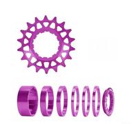 Kit de conversión de bicicleta de una sola velocidad 16T/18T, 7075 Cogset de aleación de aluminio con perfil de diente alto, compatible con Freehub, ligero de 66 g para ciclismo (morado-18T)