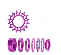 Kit de conversión de bicicleta de una sola velocidad 16T/18T, 7075 Cogset de aleación de aluminio con perfil de diente alto, compatible con Freehub, ligero de 66 g para ciclismo (morado - 16T)