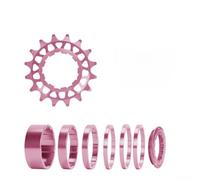 Kit de conversión de bicicleta de una sola velocidad 16T/18T, 7075 Cogset de aleación de aluminio con perfil de diente alto, compatible con Freehub, ligero de 66 g para ciclismo (rosa - 16T)