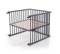 Kit de conversión de cuna para babybay, infinitamente ajustable, adecuado para la cuna colecho modelo original/Medidas de la cuna: 132 cm x 81 cm de madera de haya maciza, lacado en gris pizarra