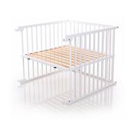 Kit de conversión de cuna para babybay, infinitamente ajustable, adecuado para las cunas colechos modelos Maxi y Boxspring I Medidas de la cuna: 140 cm x 89 cm de madera de haya maciza, lacado blanco