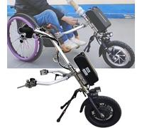 Kit de conversión de silla de ruedas eléctrica: accesorio de bicicleta de mano de tracción, ajuste de 3 velocidades, resistencia de 65 km, dispositivo de tracción de 500 W, ruedas de 12 pulg