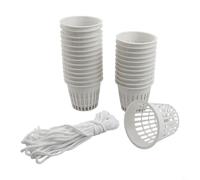 Kit de copa de red con algodón para macetas de riego automático, 25 cestas de malla adecuadas para configuraciones de cultivo en interiores y exteriores (blanco)