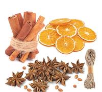 Kit de Corona navideña de 60 Piezas: palitos de Canela, rodajas de Naranja Seca, anís Estrellado, Cordel de Yute, Decoraciones para árboles de Navidad, difusor de Aromas