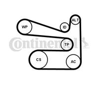 CONTITECH Juego de correas auxiliares servicios para VOLKSWAGEN: Golf Cabriolet, Golf, Jetta, New Beetle, Polo, Caddy, Touran (Ref: 6PK1693K1)