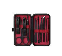 Kit de cortaúñas de acero inoxidable, cortaúñas profesional, lima de uñas integrada, herramienta exfoliante de 10 piezas, cortaúñas de punta negra