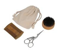 Kit de Corte de Barba para Hombres, Mejora la Textura de la Barba, Suavidad, Multifunción, Juego de Cuidado de la Barba de Madera para Hombres, Cepillo de Peine Ergonómico para Uso en el