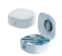 Kit de costura con asa, organizador de caja de almacenamiento, kit de costura portátil de viaje de 41 piezas para uso doméstico y soluciones de costura rápida (B-cuadrado, azul claro)