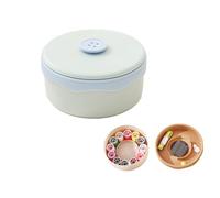 Kit de costura con asa, organizador de caja de almacenamiento, kit de costura portátil de viaje de 41 piezas para uso doméstico y soluciones de costura rápida (B-redondo, azul claro)