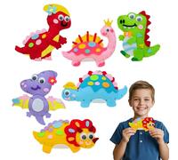 Kit de Costura Creativo, 6 Paquetes de Kit de Costura de Fieltro de Dinosaurios Kits de Costura Niños Regalos Divertidos de Artesanía de Costura Educativa Bricolaje con Herramientas de Costura