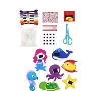 Kit de Costura de Fieltro de 8 Piezas de Animales del Océano, Juego de Manualidades DIY para Niños Principiantes con Agujas de Hilo de Fieltro, Tijeras de Seguridad, Regal (Cifra)