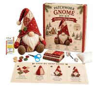 Kit de costura de tela para adultos, crea tus propios animales adorables, gnomo 3D, proyecto de costura para adultos y principiantes, decoración del hogar y regalo (rojo)