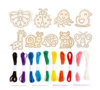 Kit de Costura Genérico para Niños - Actividades De Tiempo Tranquilo Para Les, Juguetes De Motricidad Fines | Aprenda a Coser Animales De Cordones De Madera