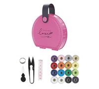 Kit de costura mini accesorios de hilo de coser para adultos, bricolaje, hogar, viajes, emergencia (rosa)