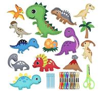 Kit de Costura Niños, Juego de 14 Kit de Costura Fieltro Animales Dinosaurio, Hacer Manualidades de Aprender a Coser, Adornos de Felpa Rellenos, Bricolaje Cumpleaños Regalo para Principiantes y Niñas