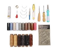 Kit de costura para cuero, set de herramientas para trabajar el cuero con hilo encerado de 16 colores y agujas de ojo grande, kit completo de artesanía en cuero para reparaciones y