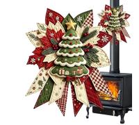 Kit de costura para lazos navideños hecho a mano y apto para principiantes | Corona de Navidad acolchada con árbol de Navidad y para barandilla de escaleras, chimenea, salón, ventana