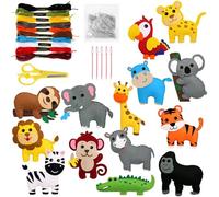 Kit de costura para niños de 14 piezas/set, lindo kit de costura de fieltro de animales de animales Diferentes peluches Divertidos Niños Diy Ornamentos de bricolaje Juguetes educativos para niños pri