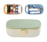 Kit de costura portátil con caja de almacenamiento, estuche de costura esencial con compartimentos y accesorios para uso doméstico y de emergencia, verde claro