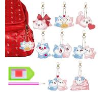 Kit de creación de llaveros de gemas - 8 piezas de actividades creativas de doble cara, llavero de pintura gemas - para principiantes niñas mochila bolso