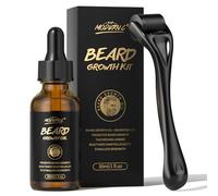 Kit De Crecimiento De Barba - Aceite De Crecimiento De Barba De Biotina Con Rodillo Para Promover El Crecimiento Del Cabello - Suero De Barba Para Tratamiento De Vello Facial Masculino Grueso, 1 Fl Oz