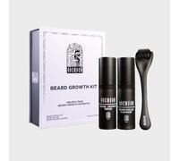 Kit de Crecimiento de Barba Odenson - Suero para el Crecimiento de la Barba para una Barba Más Llena y Más Gruesa - Derma Roller - Spray Limpiador para Derma Roller