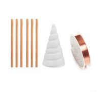 Kit de crecimiento de plantas de alambre de cobre puro para jardinería con estacas de madera y herramienta de bobinado de silicona para soporte de cultivo de electrocultivo (pequeño)