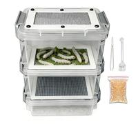 Kit de cría de de harina: de cría de harina, de alimentación Transparente de Capas, contenedor de Doble Malla, Almacenamiento de Alimentos
