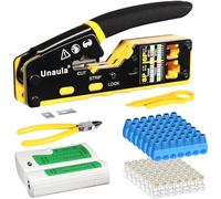 Kit de crimpado RJ45 para pasar a través de Ethernet, kit de herramientas de crimpado Cat5 Cat6, kit de herramientas de crimpado Ethernet RJ45, crimpadora RJ45